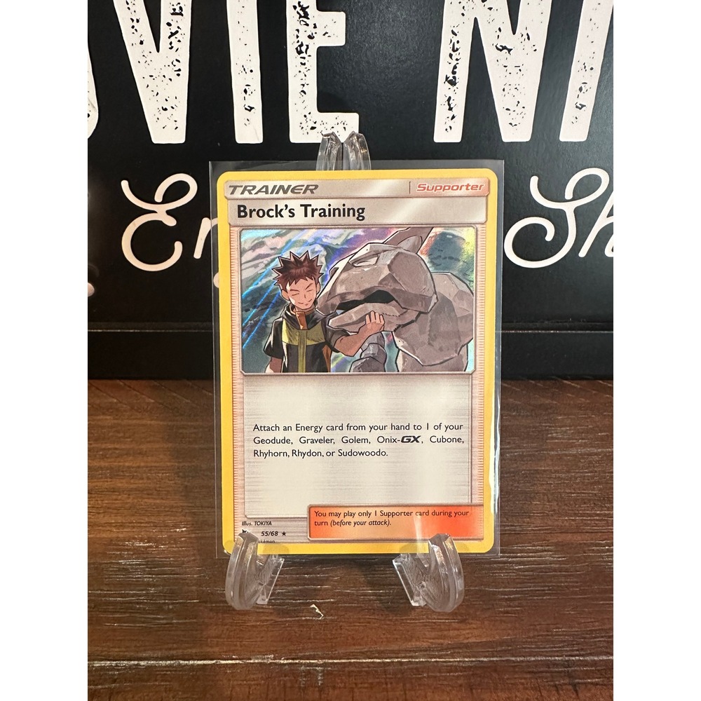 Pokemon Hidden Fates Brock's Training 55/68 Holo Rare Supporter Trainer Card